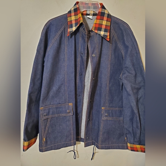 Jackets & Blazers - Retro Denim Chore Coat Flannel Collar Workwear Jacket Medium